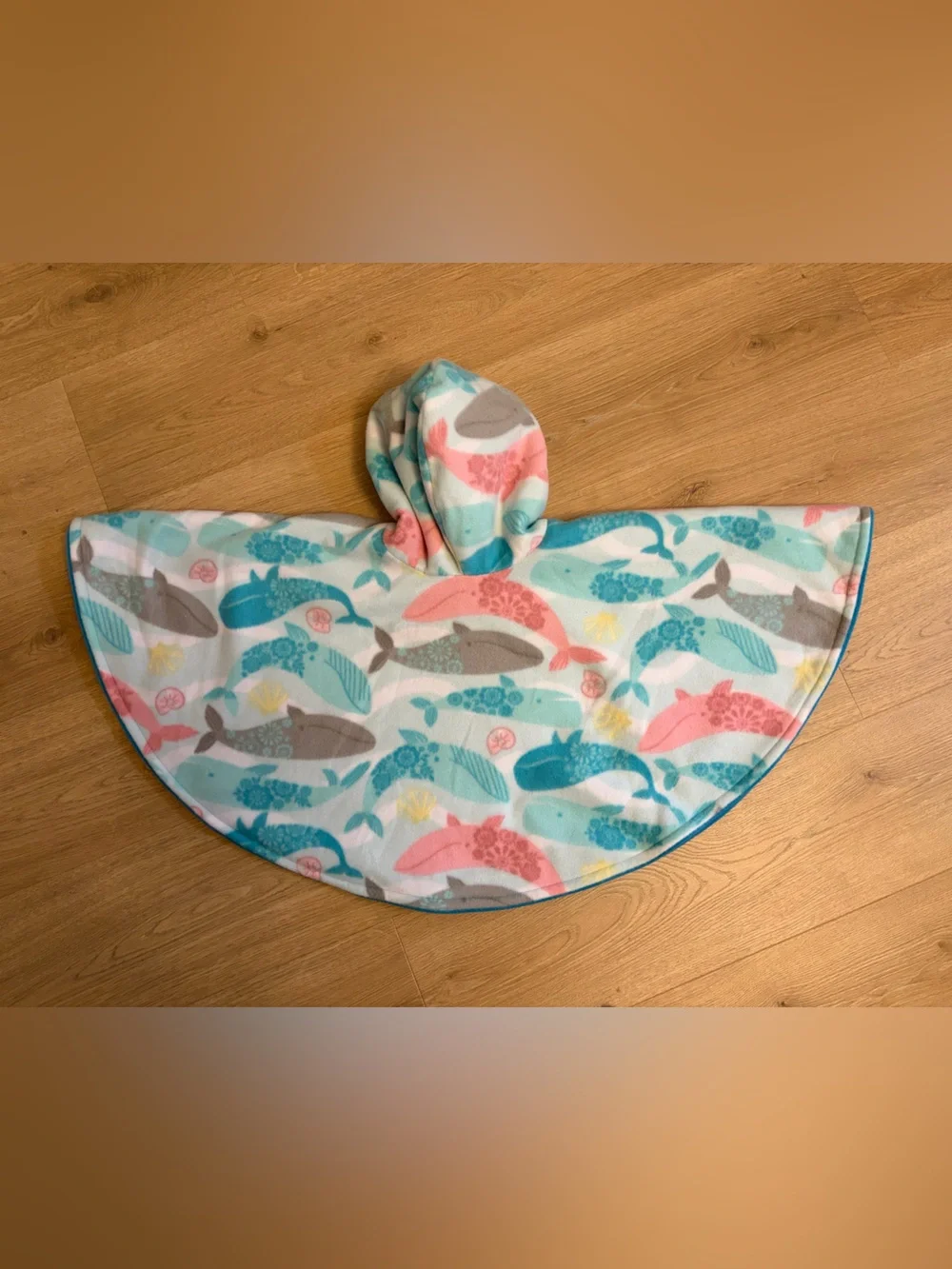 Hooded Car Seat Poncho Whale Print